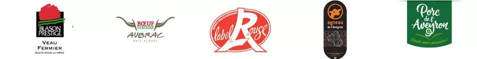 logo blason prestige, boeuf fermier aubrac, label rouge, agneau de l'aveyron, porc de l'aveyron